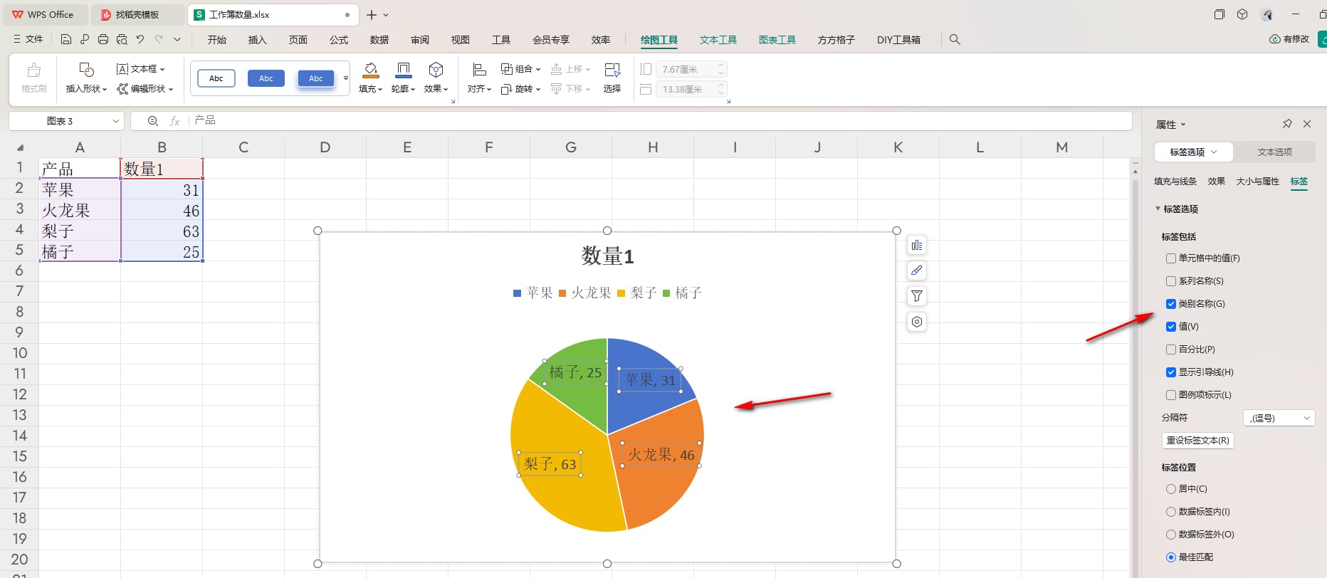 WPS图例项标示