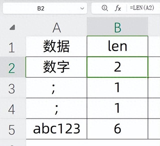 Excel中len和lenb区别