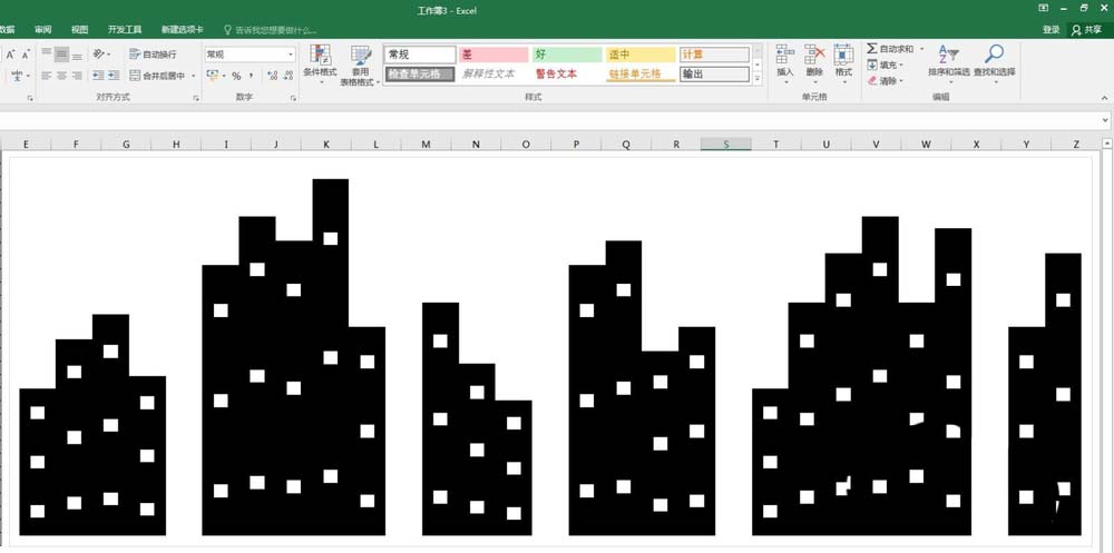 excel制作柱形图城市剪影的教程
