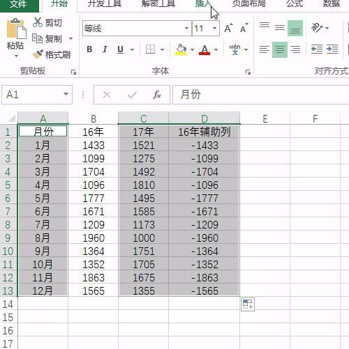 excel表格中制作柱形图
