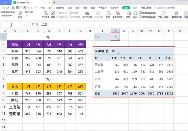 Excel数据透视表自定义页字段
