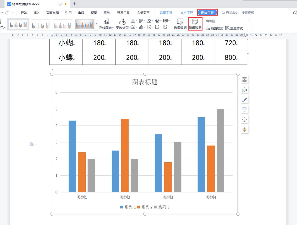 wps柱形圖製作方法